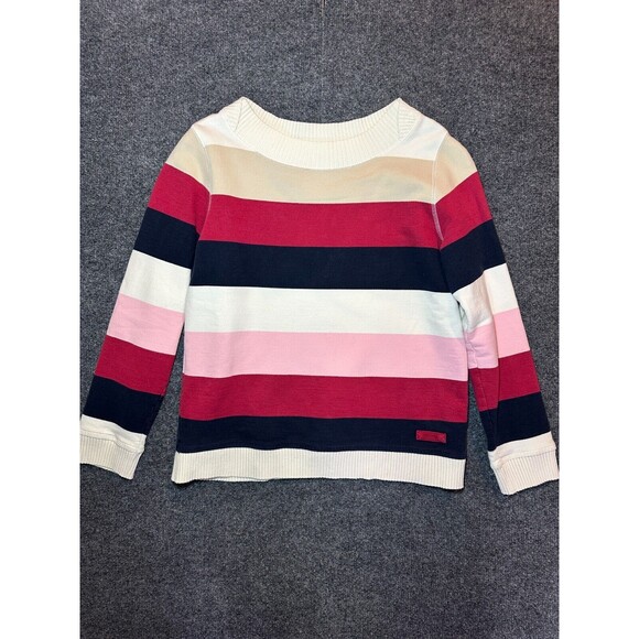 Liz Claiborne Women's Striped Sweater Medium Multicolor Cotton Crewneck - Picture 1 of 3